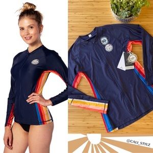 🔶🔸RIP CURL MOON TIDE ZIP UP RASH GUARD🔸🔶